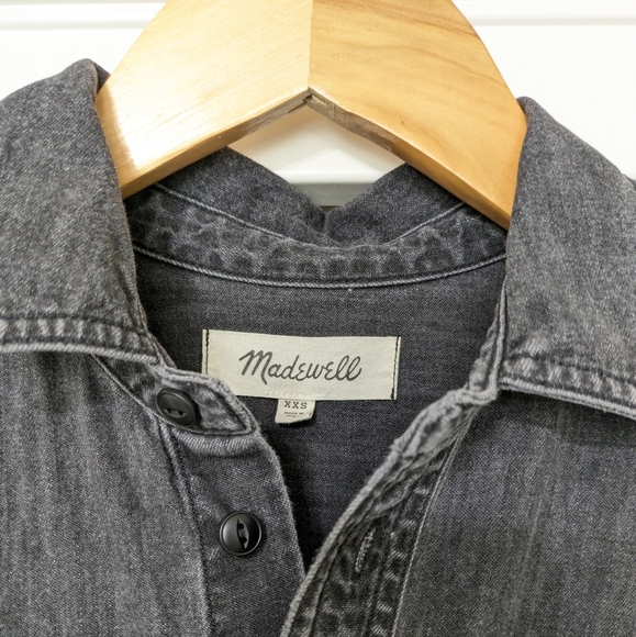MADEWELL Denim Oversized Ex-Boyfriend Shirt in Lunar Black XXSmall Womens MA666 - Picture 5 of 12